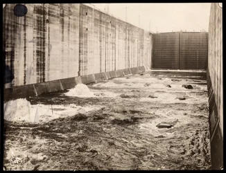 View of a Lock During the Construction of the Panama Canal